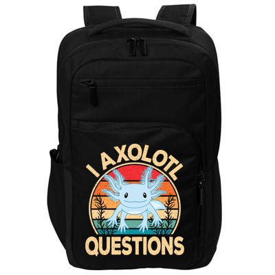 Funny I Axolotl Questions Cute Kawaii Blue Axolotl Retro Impact Tech Backpack