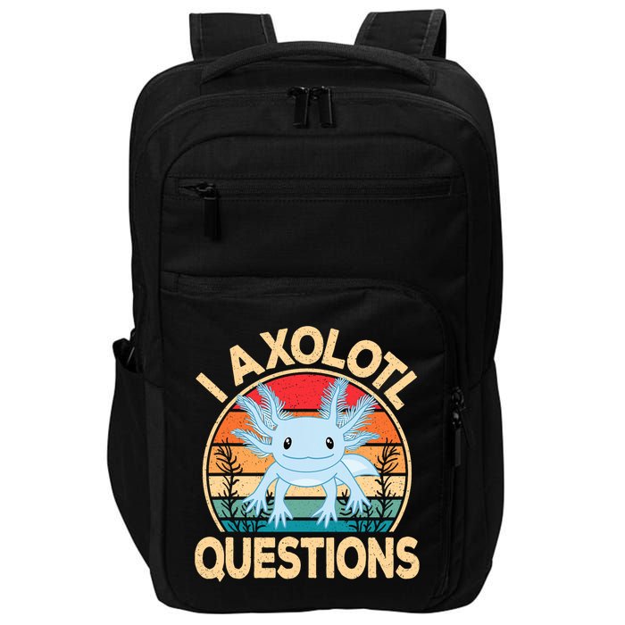 Funny I Axolotl Questions Cute Kawaii Blue Axolotl Retro Impact Tech Backpack