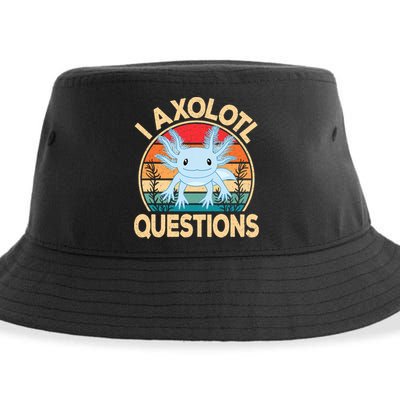 Funny I Axolotl Questions Cute Kawaii Blue Axolotl Retro Sustainable Bucket Hat