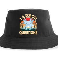 Funny I Axolotl Questions Cute Kawaii Blue Axolotl Retro Sustainable Bucket Hat