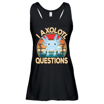 Funny I Axolotl Questions Cute Kawaii Blue Axolotl Retro Ladies Essential Flowy Tank