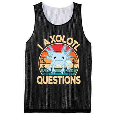 Funny I Axolotl Questions Cute Kawaii Blue Axolotl Retro Mesh Reversible Basketball Jersey Tank
