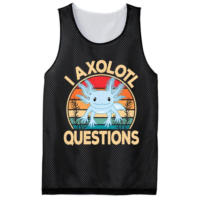 Funny I Axolotl Questions Cute Kawaii Blue Axolotl Retro Mesh Reversible Basketball Jersey Tank