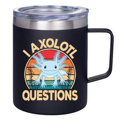 Funny I Axolotl Questions Cute Kawaii Blue Axolotl Retro 12oz Stainless Steel Coffee Mug