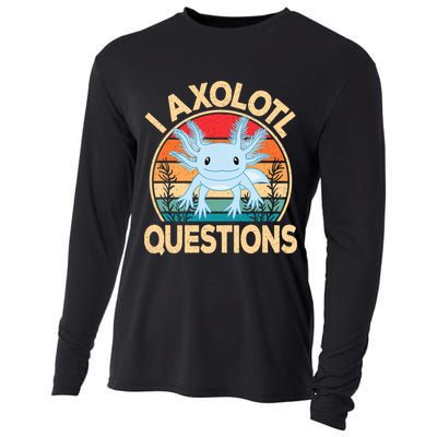 Funny I Axolotl Questions Cute Kawaii Blue Axolotl Retro Cooling Performance Long Sleeve Crew