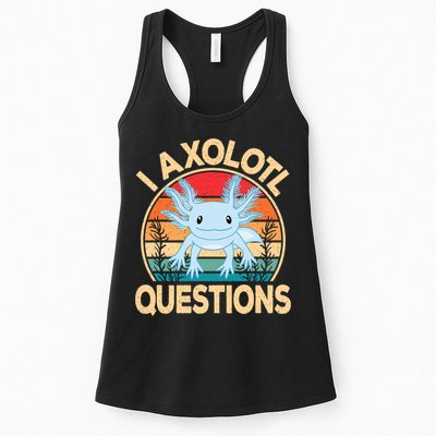 Funny I Axolotl Questions Cute Kawaii Blue Axolotl Retro Womens Tank Top