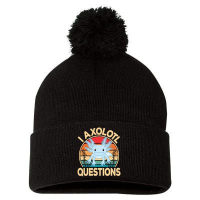 Funny I Axolotl Questions Cute Kawaii Blue Axolotl Retro Pom Pom 12in Knit Beanie