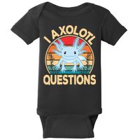 Funny I Axolotl Questions Cute Kawaii Blue Axolotl Retro Baby Bodysuit