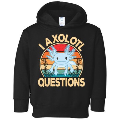 Funny I Axolotl Questions Cute Kawaii Blue Axolotl Retro Toddler Hoodie