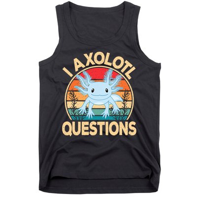 Funny I Axolotl Questions Cute Kawaii Blue Axolotl Retro Tank Top