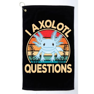 Funny I Axolotl Questions Cute Kawaii Blue Axolotl Retro Golf Towel