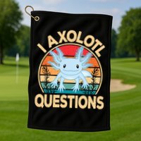 Funny I Axolotl Questions Cute Kawaii Blue Axolotl Retro Golf Towel