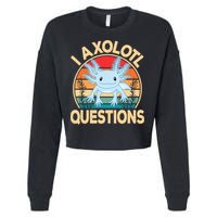 Funny I Axolotl Questions Cute Kawaii Blue Axolotl Retro Cropped Pullover Crew