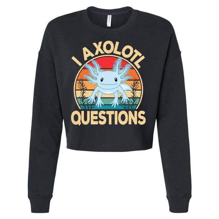 Funny I Axolotl Questions Cute Kawaii Blue Axolotl Retro Cropped Pullover Crew