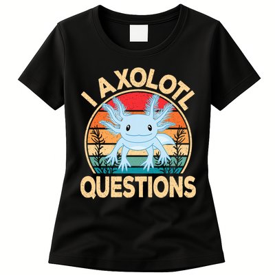 Funny I Axolotl Questions Cute Kawaii Blue Axolotl Retro Womens T-Shirt
