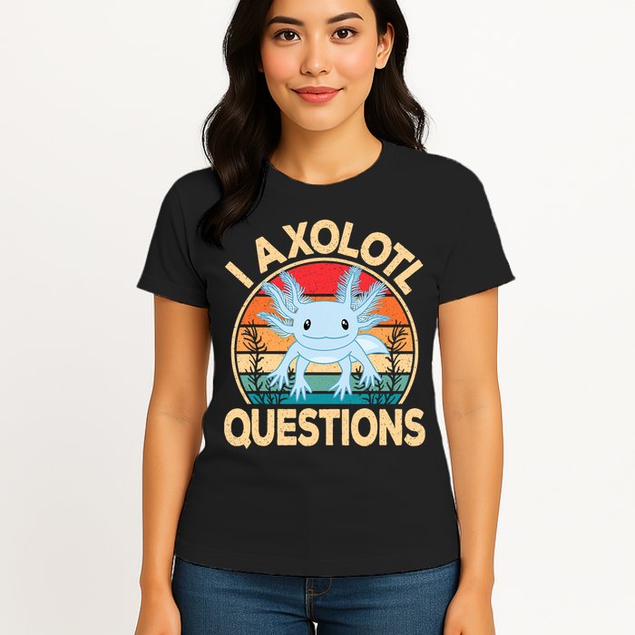 Funny I Axolotl Questions Cute Kawaii Blue Axolotl Retro Womens T-Shirt