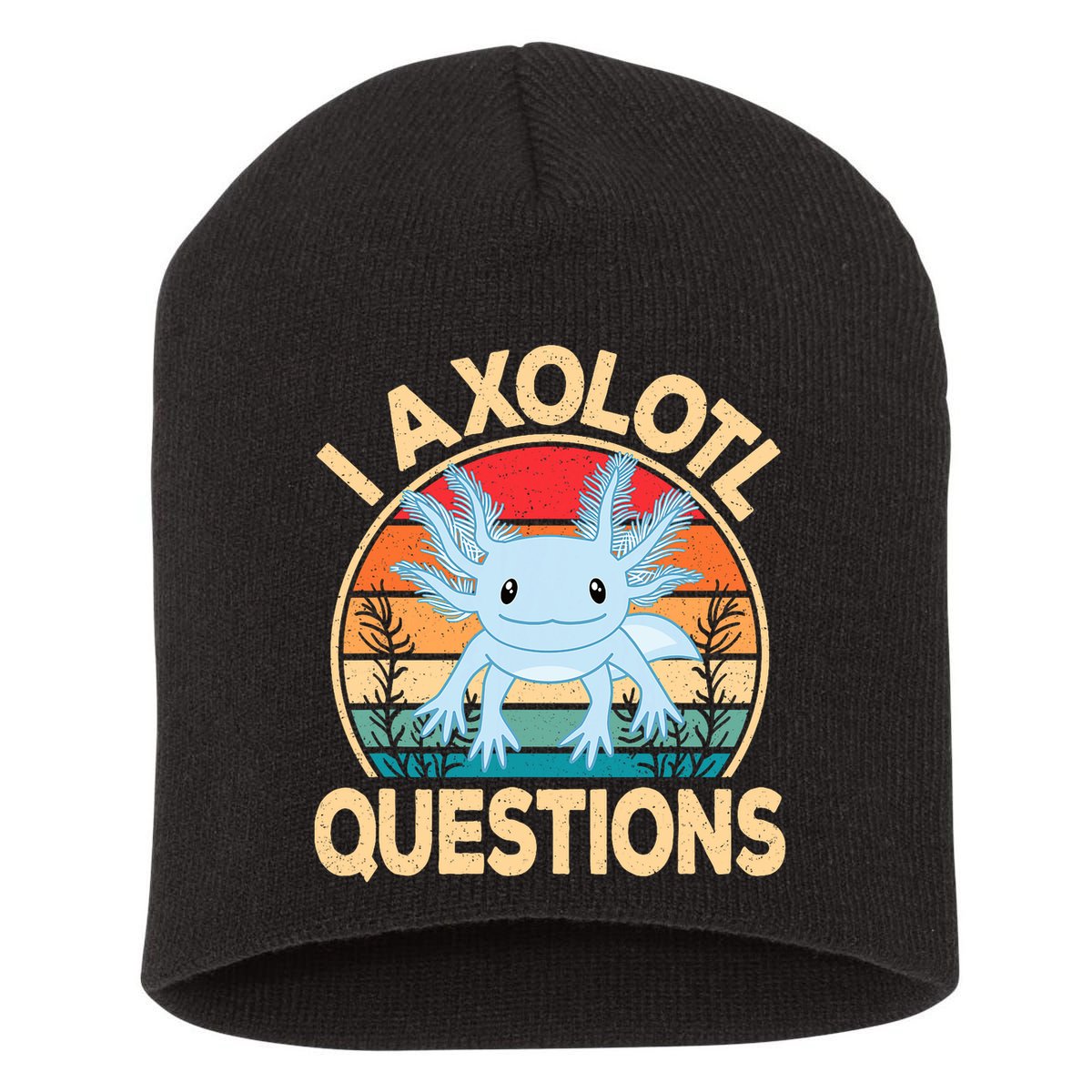 Funny I Axolotl Questions Cute Kawaii Blue Axolotl Retro Short Acrylic Beanie