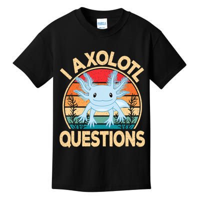 Funny I Axolotl Questions Cute Kawaii Blue Axolotl Retro Kids T-Shirt