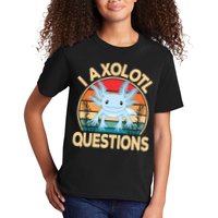 Funny I Axolotl Questions Cute Kawaii Blue Axolotl Retro Kids T-Shirt