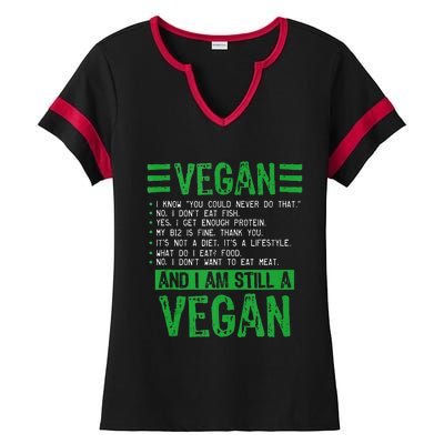 Funny I Am Still A Vegan Vegetarian Healthy Love Haters Ladies Halftime Notch Neck Tee