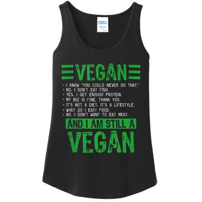 Funny I Am Still A Vegan Vegetarian Healthy Love Haters Ladies Essential Tank