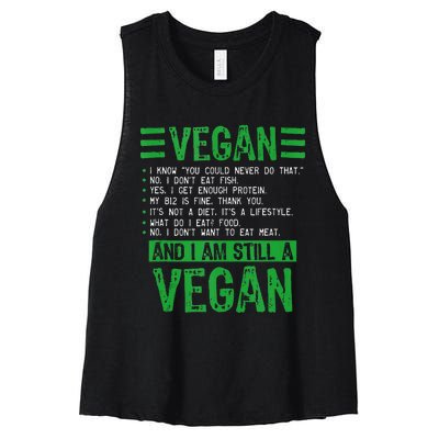 Funny I Am Still A Vegan Vegetarian Healthy Love Haters Women's Racerback Cropped Tank