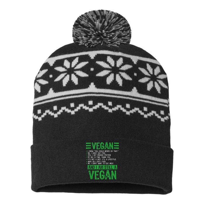 Funny I Am Still A Vegan Vegetarian Healthy Love Haters USA-Made Snowflake Beanie