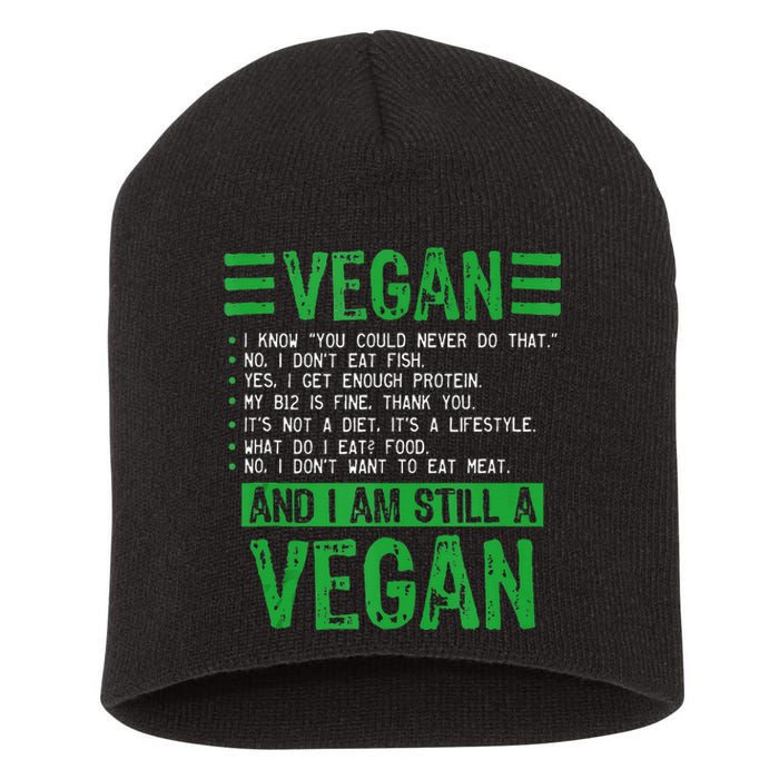 Funny I Am Still A Vegan Vegetarian Healthy Love Haters Short Acrylic Beanie