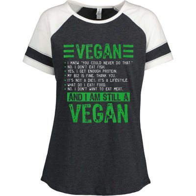 Funny I Am Still A Vegan Vegetarian Healthy Love Haters Enza Ladies Jersey Colorblock Tee