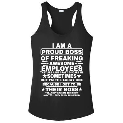 Funny I Am A Proud Boss Of Freaking Awesome Employees Boss Ladies PosiCharge Competitor Racerback Tank