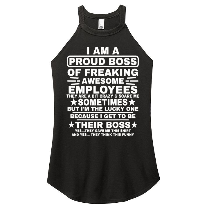 Funny I Am A Proud Boss Of Freaking Awesome Employees Boss Women's Perfect Tri Rocker Tank