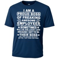 Funny I Am A Proud Boss Of Freaking Awesome Employees Boss Cooling Performance Crew T-Shirt