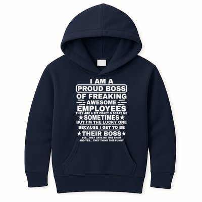 Funny I Am A Proud Boss Of Freaking Awesome Employees Boss Kids Hoodie