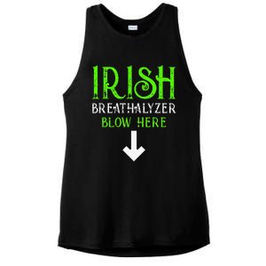 Funny Irish Breathalyzer Blow Here Saint Patricks Day Party Ladies PosiCharge Tri-Blend Wicking Tank