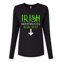 Funny Irish Breathalyzer Blow Here Saint Patricks Day Party Womens Cotton Relaxed Long Sleeve T-Shirt