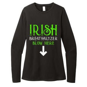 Funny Irish Breathalyzer Blow Here Saint Patricks Day Party Womens CVC Long Sleeve Shirt