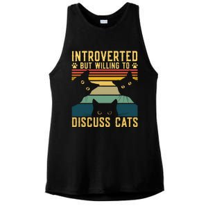 Funny Introverted But Willing To Discuss Cats Cat Owner Ladies PosiCharge Tri-Blend Wicking Tank