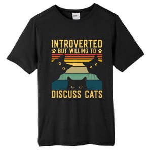 Funny Introverted But Willing To Discuss Cats Cat Owner Tall Fusion ChromaSoft Performance T-Shirt