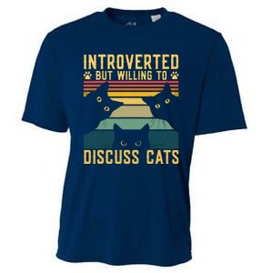 Funny Introverted But Willing To Discuss Cats Cat Owner Cooling Performance Crew T-Shirt