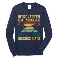 Funny Introverted But Willing To Discuss Cats Cat Owner Long Sleeve Shirt