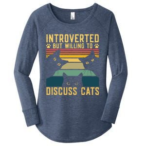 Funny Introverted But Willing To Discuss Cats Cat Owner Women's Perfect Tri Tunic Long Sleeve Shirt