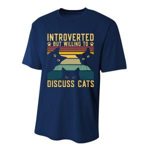 Funny Introverted But Willing To Discuss Cats Cat Owner Performance Sprint T-Shirt