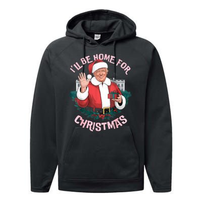 Funny Ill Be Home For Christmas Santa Trump Political Performance Fleece Hoodie