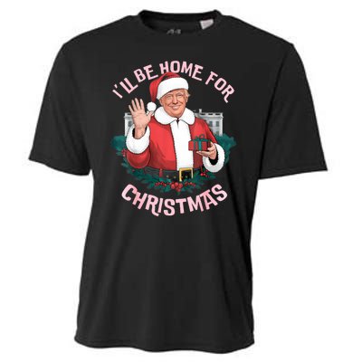 Funny Ill Be Home For Christmas Santa Trump Political Cooling Performance Crew T-Shirt