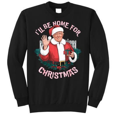 Funny Ill Be Home For Christmas Santa Trump Political Sweatshirt