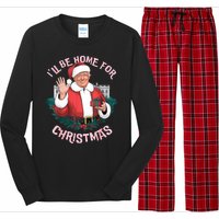 Funny Ill Be Home For Christmas Santa Trump Political Long Sleeve Pajama Set