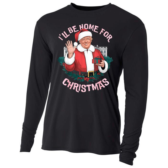 Funny Ill Be Home For Christmas Santa Trump Political Cooling Performance Long Sleeve Crew