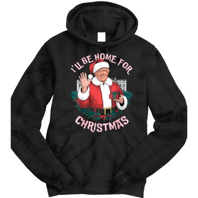 Funny Ill Be Home For Christmas Santa Trump Political Tie Dye Hoodie