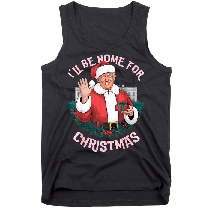 Funny Ill Be Home For Christmas Santa Trump Political Tank Top