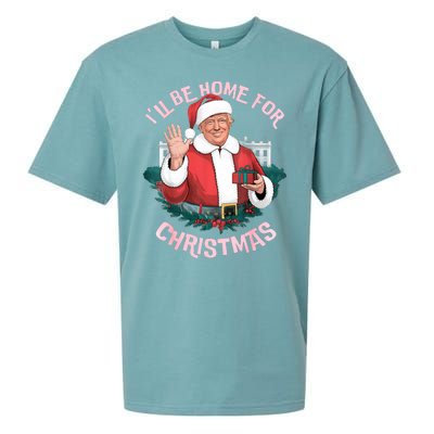 Funny Ill Be Home For Christmas Santa Trump Political Sueded Cloud Jersey T-Shirt